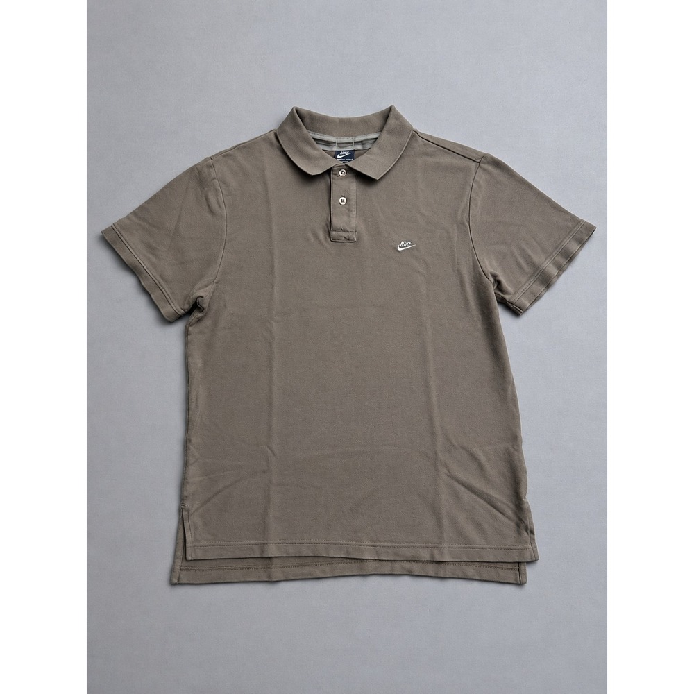 Nike Sportswear Polo Shirt Men's Large Brown Short Sleeve Embroidered Swoosh